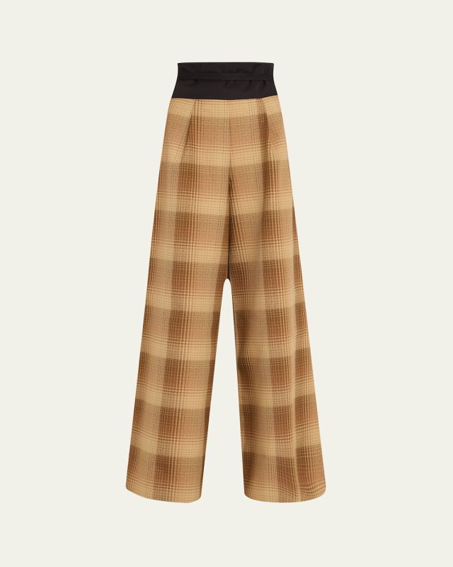 Plaid Tie Palazzo Pants